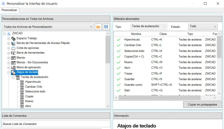 Atajos de teclado CAD