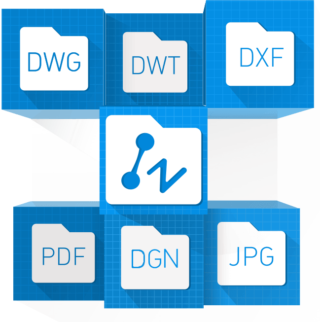 zwcad es compatible con dwg, dxf, dwf, dwt, dgn,