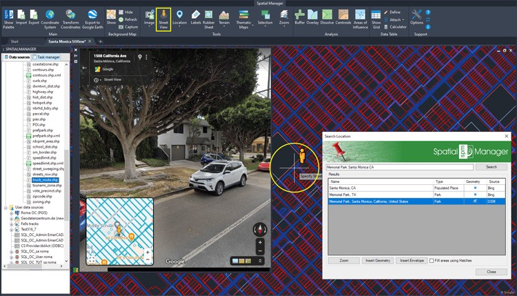 Visualiza Google Street View directamente en ZWCAD con la paleta de Spatial Manager